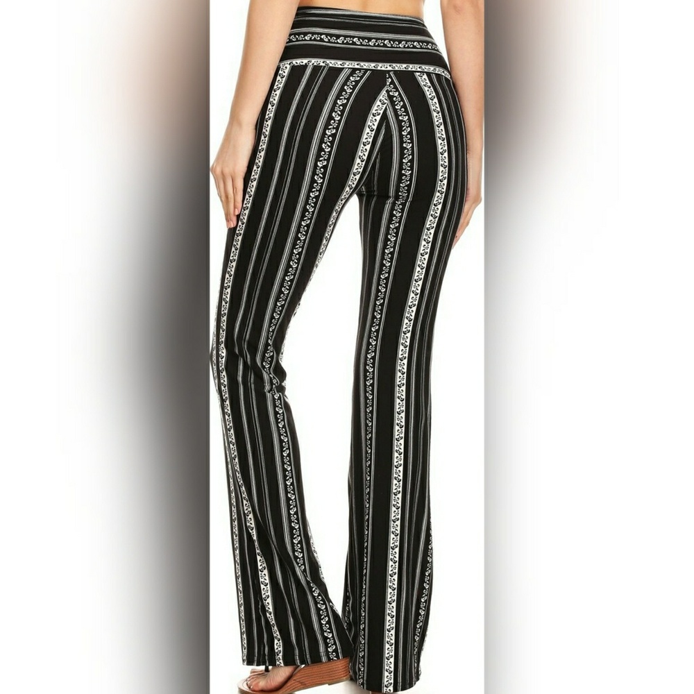 Butter Soft Vertical Brocade High Waist Bell Pants - Picture 2 of 5